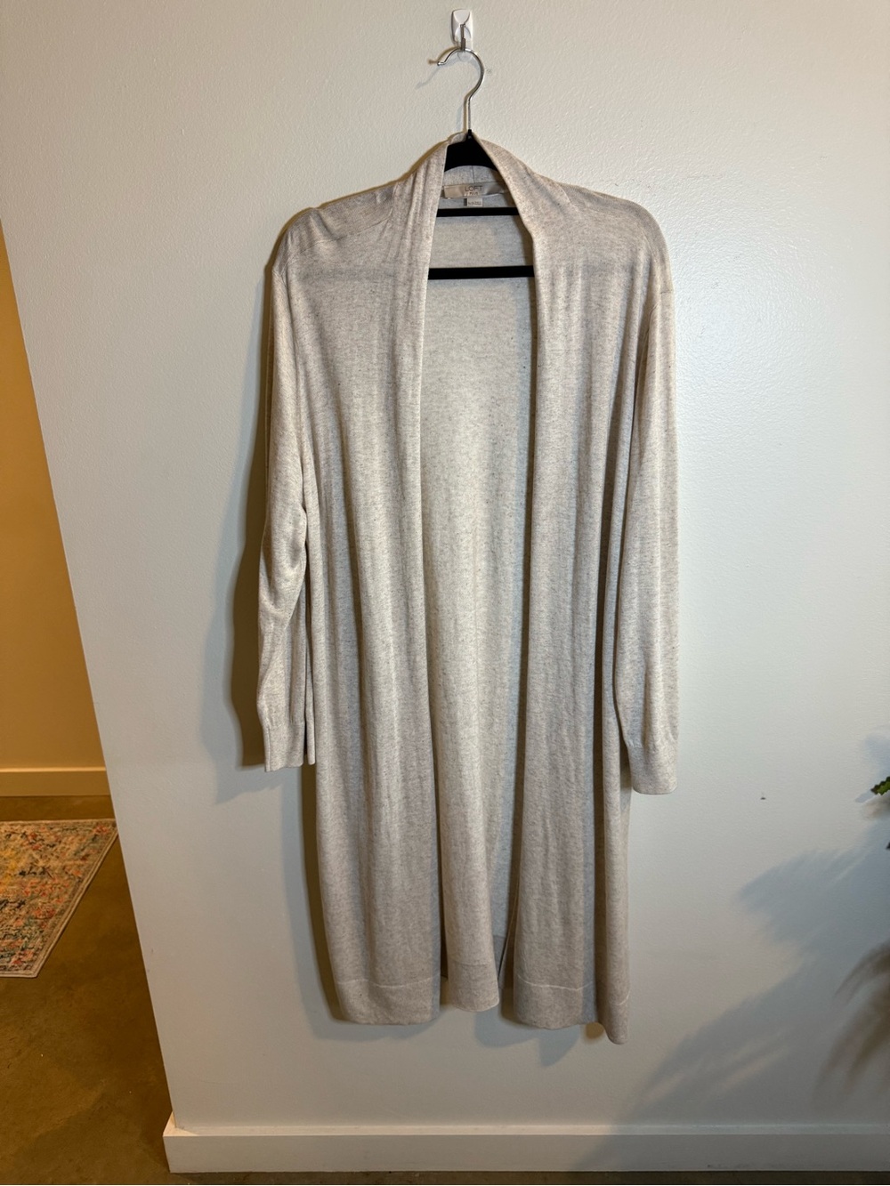 LOFT Plus Light Beige Open Cardigan